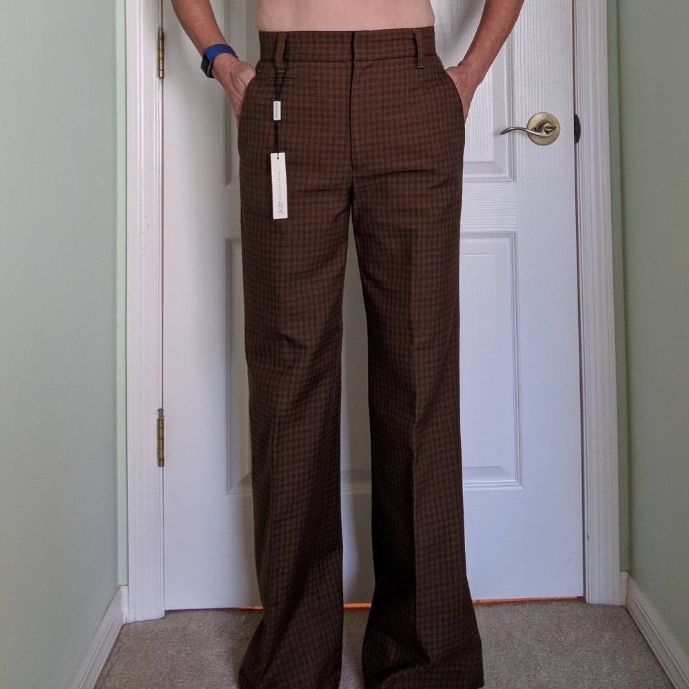 Marc Jacobs  Cognac Wool Box Check Trousers size 4